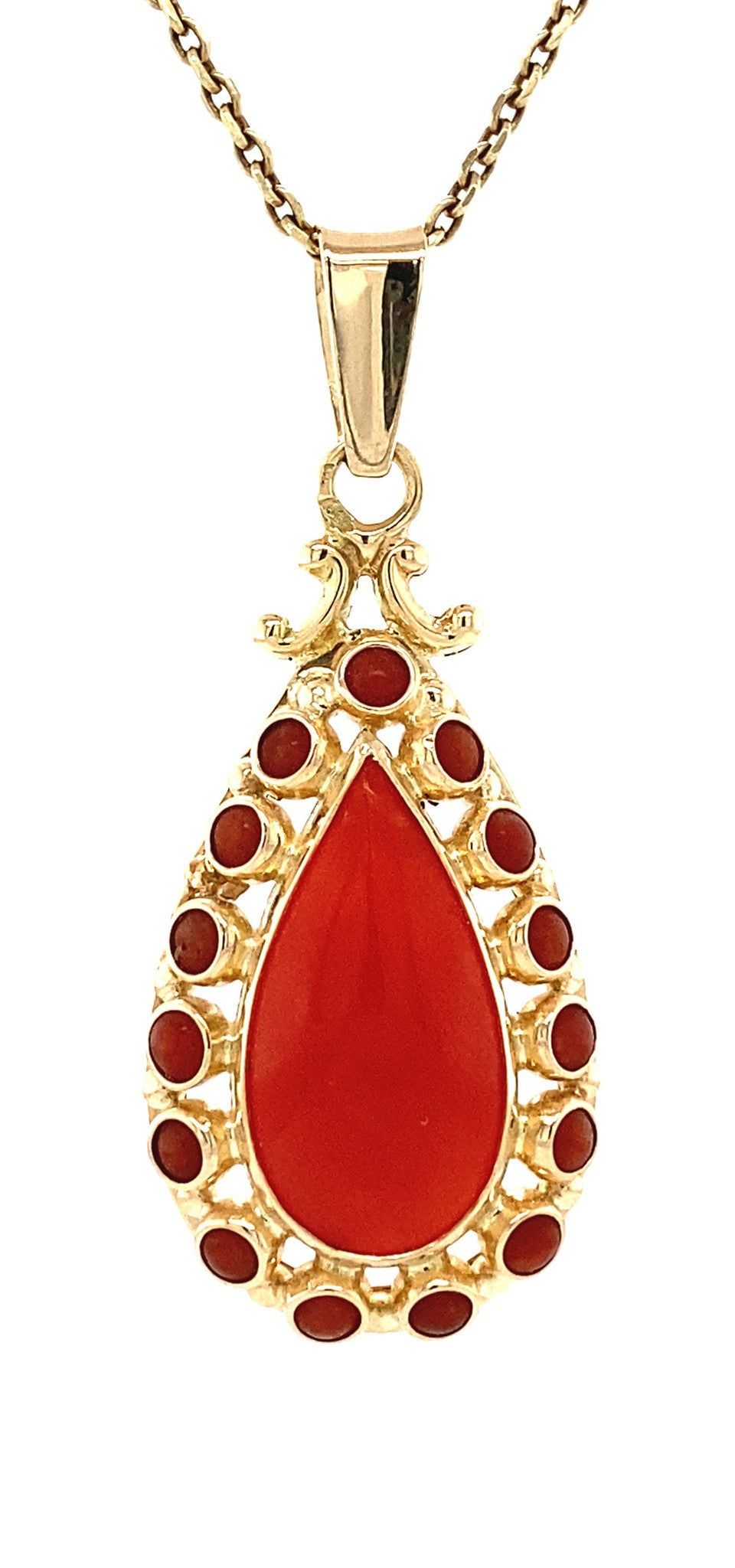 Vintage 14K Gold Pendant with Red Coral